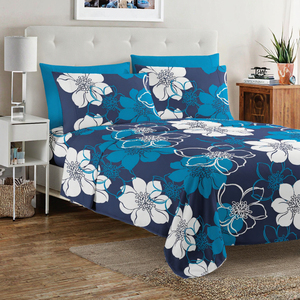 Parure de draps en microfibre 100 % polyester style moderne, 6 pièces, tailles Queen et King, 4 motifs naturels différents, 300 fils, pliée pour la maison et l'hôpital - Product Image 1