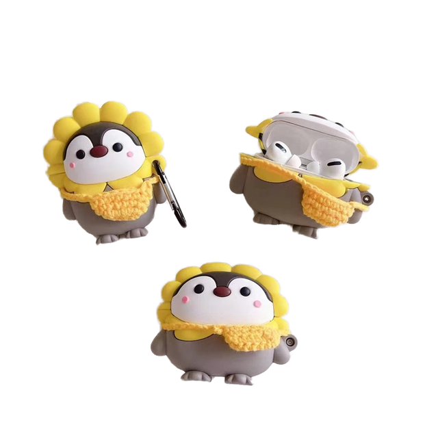 3D Cartoon Design Eco-Friendly Silicone Protective Case for Wireless Headphones with Stylish Key Chain