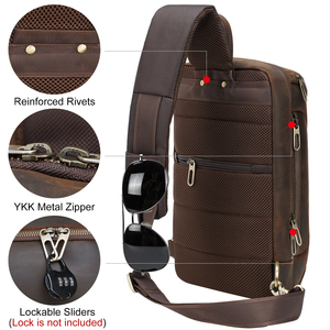 กระเป๋าเป้สะพายหลังแบบคาดลำตัวหนังม้าแท้ผู้ผลิตหนังแท้กระเป๋าคาดอกหนังวัวแท้แบบย้อนยุค - Product Image 2