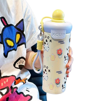 Bouteille isotherme en acier inoxydable avec balle flottante personnalisée motif dessin animé pour étudiants et enfants, vente en gros d'usine pour les voyages