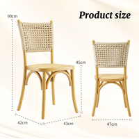 Ensemble de 6 chaises de salle à manger en bois massif, dossier tressé en corde, assise en rotin, style scandinave, pour restaurant, hôtel, commande en gros