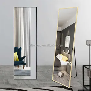 Cermin Lantai Rias Berdiri Bebas Bingkai Aloi Aluminium Panjang Dekorasi Modis Cermin Lantai Rias, Kualitas Terbaik Bingkai Persegi Panjang Harga Rendah