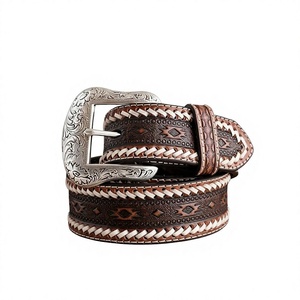 BS INTERNATIONAL NA33 Hot Selling Men's Cow Hide Belts Steel Buckle Skull Solid Casual Eco-Friendly Waterproof Lightweight - Product Image 1