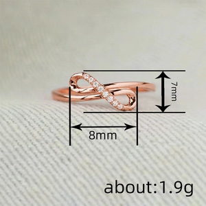 Anello Bow Line da donna, elegante, minimalista, con zirconi, alla moda, per tutti i giorni, per feste, idea regalo - Product Image 4