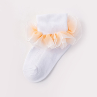 Vente d'usine 100% coton dentelle chaussettes de danse tricotées cheville haute avec des volants moelleux Design respirant coloré pour enfants filles