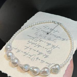 Collier en perles d'eau douce naturelles pour Xiaomi, forme de riz, chaîne de clavicule exquise, simple et élégante, produit en gros - Product Image 1