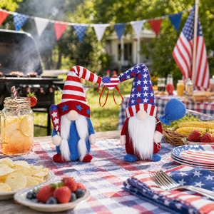 Gnomos Patrióticos <span class=keywords><strong>del</strong></span> Día de <span class=keywords><strong>la</strong></span> Independencia <span class=keywords><strong>del</strong></span> 4 de Julio, Adornos de Gnomo de Peluche con Bandera Americana para el Día de los Caídos en EE. UU., Decoración para el Hogar - Product Image 2