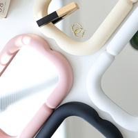 Miroir cosmétique de coiffeuse, miroir de maquillage pour la maison, la chambre, le bureau, pliable, avec cadre en plastique, forme carrée, sur pied ou à suspendre, pour dortoir