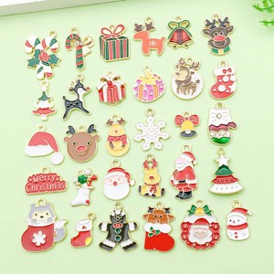 Christmas Alloy Charms Set 30Pcs Cartoon Santa Reindeer Snowman DIY Jewelry Accessories For Bracelets Necklaces Gift - Product Image 1