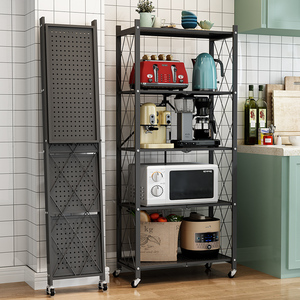 Racking Storage Shelves Stackable Home Furniture Black Metal Wire 5 Tiers Folding Kitchen Corner Racking Storage Shelves For Storage Kitchen Ware