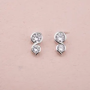 High Quality Popular <strong>Infinity</strong> Korean Sterling Silver Jewelry Woman Diamond <strong>Earring</strong> - Product Image 1