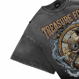 Camisetas de algodón suave y transpirable para hombre, estilo oversize, con estampado gráfico de calavera y brújula, lavado ácido, estilo steampunk, para verano, ropa casual urbana. - Product Image 3