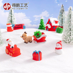 Juego de Adornos Navideños en Miniatura de Resina con Santa Claus, Muñeco de Nieve, Casa de Árbol y Regalos, Decoraciones para Interiores - Product Image 4