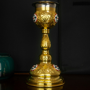 Calice Sacro Decorativo per Chiesa Cattolica Ortodossa, Coppa d'Oro della Vita con Motivo a Foglia d'Uva, Calice Cerimoniale - Product Image 6