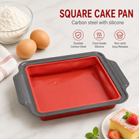 Moule à gâteau carré en silicone de qualité alimentaire, avec cadre en acier au carbone pour brownies et blondies