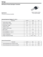 Transistor NPN TIP122 ISC TO-220 5A 100V 2W 100% Original et Code de Lot Traçable