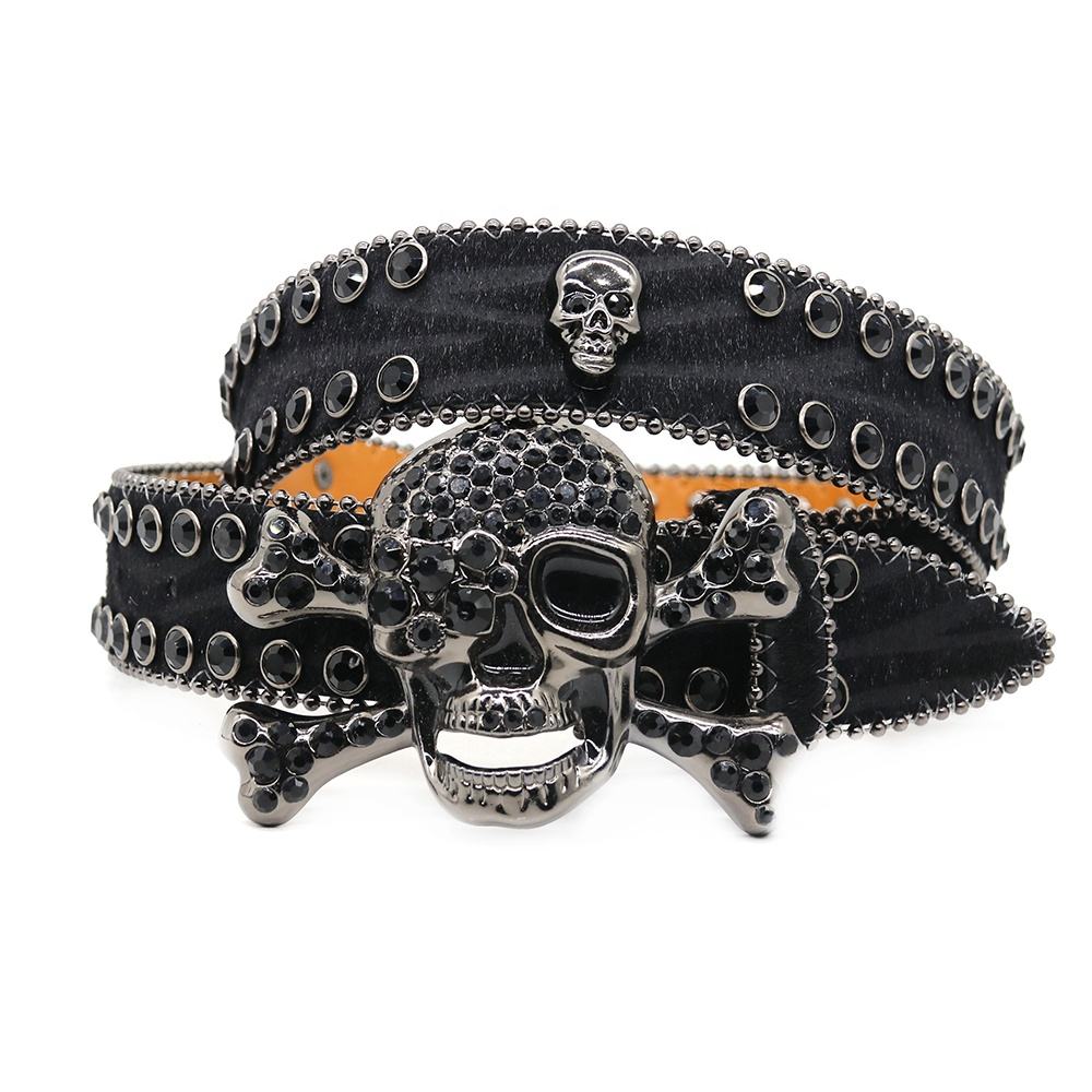 Alibaba Rhinestone Decor Belt High Quality Luxury Skull Western