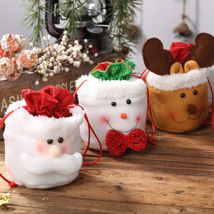 Children's Cartoon Candy Gift Bag <b>Cloth</b> <b>Material</b> Round Fashionable Christmas Decorations Stuffed Apple Christmas Eve Holiday - Product Image 1