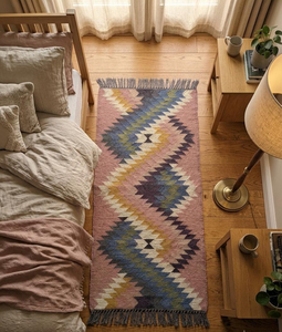 Geometric Kilim Style <b>Runner</b> <b>Rug</b> | Handwoven Boho Tribal Wool Jute Carpet <b>for</b> Hallway Bedroom Living Room Entryway Home Decor - Product Image 6