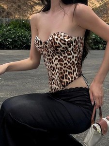 Y2k Hot Girl Sexy Léopard Sans Bretelles Push up <span class=keywords><strong>Bustier</strong></span> Corset Tube Top Imprimer <span class=keywords><strong>Petit</strong></span> Camisole Débardeur pour les Femmes - Product Image 3