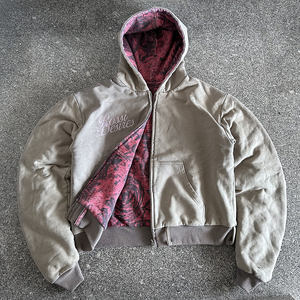 Groothandel Custom Omkeerbare Hoodie Fabrikant Hoge Kwaliteit Zwaargewicht 450gsm Ritssluiting Dubbelzijdige Thermiek Jassen Voor Mannen - Product Image 3