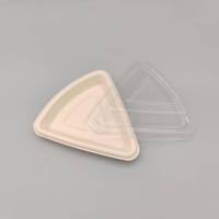 Barquette triangulaire biodégradable en bagasse avec couvercle, barquette à pizza jetable en canne à sucre, contenant alimentaire à emporter, fournitures en gros