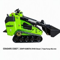 Mini Skid Steer Loader Diesel 25HP Tipe Walk Behind Desain Kompak Bersertifikasi CE Siap Pakai dengan Attachment