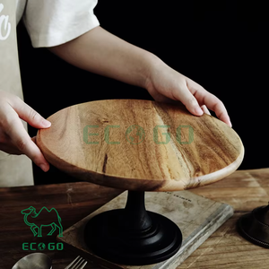 Support à gâteau de table en bambou écologique avec incrustation de os, pour fêtes et mariages, avec séparateur et rotation par gravité en forme d'arbre - Product Image 4