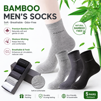 Chaussettes pour hommes en fibre de bambou douce de qualité supérieure, respirantes, anti-humidité, anti-odeurs, chaussettes mi-hautes pour hommes dans un coffret cadeau