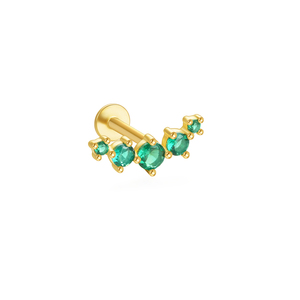 Boucles d'oreilles clous en argent S925 CANNER avec zircon vert simple pour femme - Product Image 1