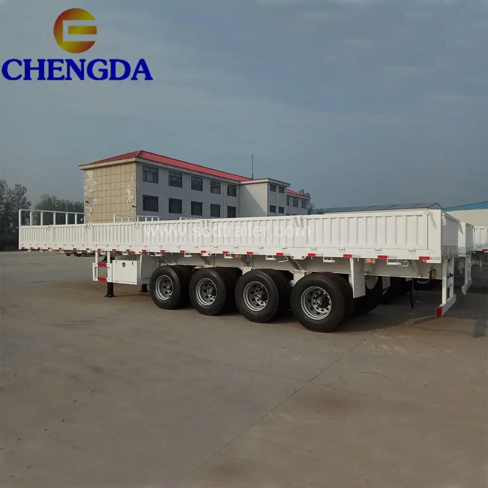 Fabrika depo Chengda grubu 4 akslar yük 50-60 ton mal yan duvar kargo yarı kamyon römorku