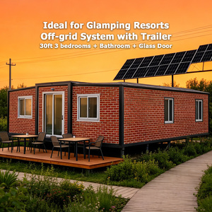 Casa Modular de Acero de Diseño Moderno y Lujoso, Villa de 3 Dormitorios Expandible, <span class=keywords><strong>Ideal</strong></span> para Glamping y Resorts, con Remolque - Product Image 1