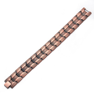 Pulsera de Cobre Puro 99.99% para Hombre, Diseño Geométrico Vintage, Cadena Magnética Ajustable, Certificada por Terceros - Product Image 2