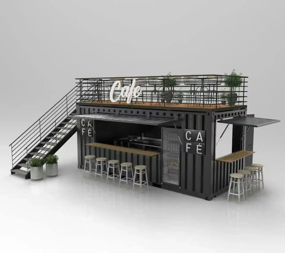Qingdao JUJIA Integrated Housing Custom Made Mobile Pop Up Cafe Bar 10ft 20ft Shipping Container Coffee Shop
