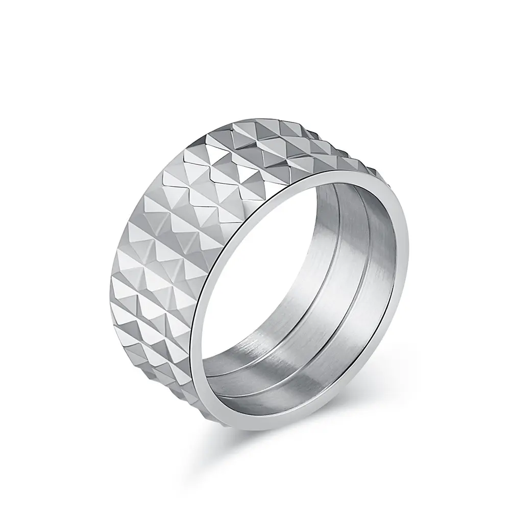 JY Europa e Estados Unidos Hot Diamond Surface Anéis de Aço Inoxidável para Homens e Mulheres Personalidade Joias de Aço Inoxidável
