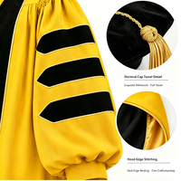 Ensemble de 3 pièces de tenue de doctorat personnalisée, Robe de remise de diplôme PhD Or et Noir avec capuche et toque, Vente en gros