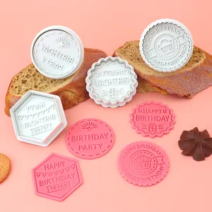 Nuevo cortador de galletas de plástico, molde de decoración de feliz cumpleaños, paquete de inserción de tarjetas, molde Original para galletas