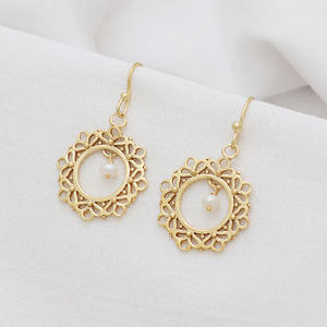 Nueva gran oferta, Pendientes colgantes de perlas clásicos elegantes chapados en oro de 18 quilates para mujer, pendientes de lujo Vintage - Product Image 2