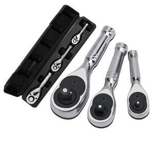 Jeu de clés à cliquet rapides à 72 dents, clés à cliquet courtes 1/4, 3/8, 1/2 pouces, kit d'outils de réparation automobile à économie d'effort - Product Image 2
