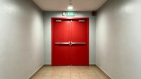 Porte coupe-feu en acier à double battant certifiée UL 180 minutes avec barre anti-panique pour sortie d'urgence, protection contre la fumée et le feu, porte anti-incendie