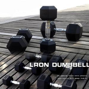 Haltères hexagonaux en fonte noirs avec revêtement en caoutchouc pour fitness - Product Image 3