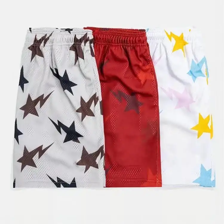 Shorts de basket-ball en maille pour hommes en polyester avec impression personnalisée et logo pour le sport pantalons courts de course à séchage rapide pour la gym