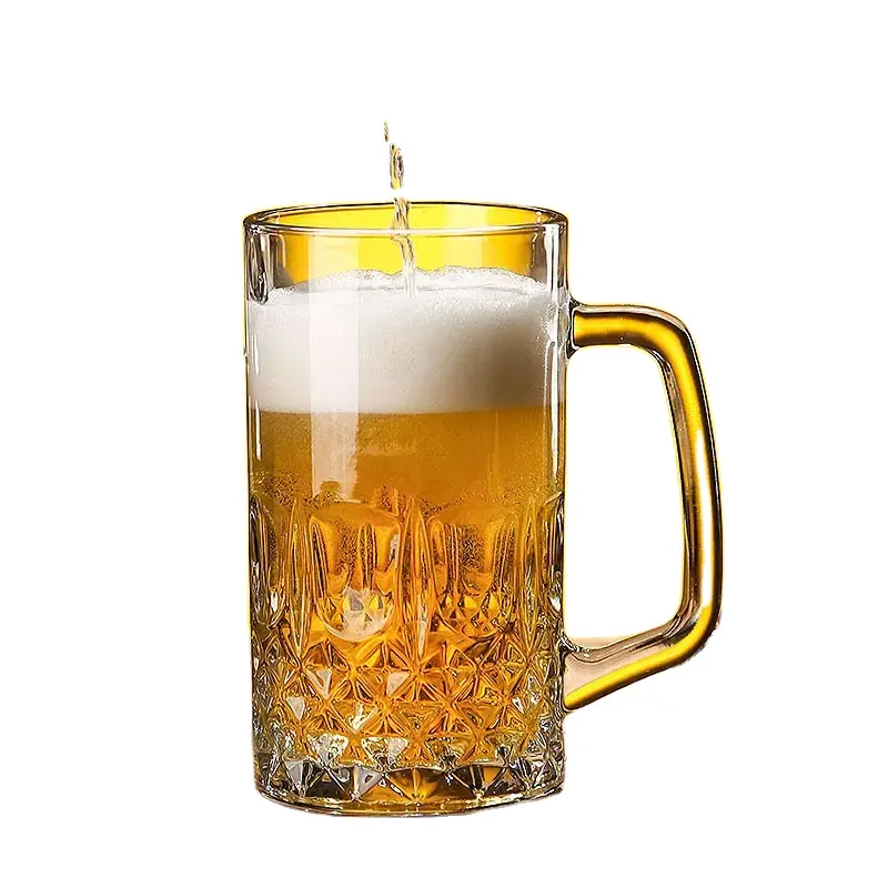 Yeni varış yuvarlak şeffaf Tankard bira kristal bardak kahve bardağı tutacaklı kupalar