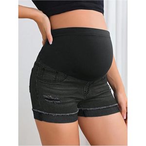 FOXA Short en jean déchiré taille haute pour femme enceinte avec poches, respirant et extensible, idéal pour la grossesse - Product Image 4