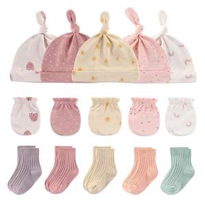 Ensemble bonnet, gants et chaussettes pour bébé en coton, nouveau-né unisexe, 0-6 mois, quatre saisons, respirant, utilisation en extérieur, vente chaude - Product Image 4