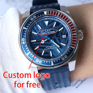 Montre mécanique automatique vintage MINUTETIME avec logo personnalisé NH35, étanche, pour hommes, cadran à motif de feuille bleue samouraï - Product Image 6