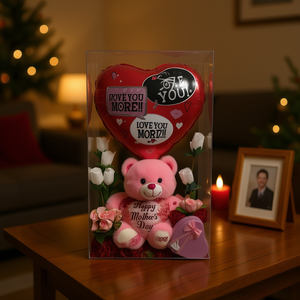 Set de Regalo para el Día de la Madre: Oso de Peluche con Globo y Flores para Celebraciones Festivas - Product Image 2