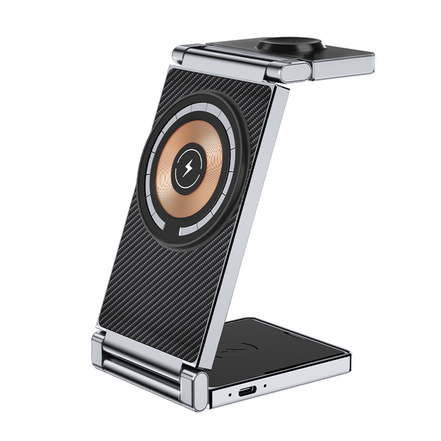 Wholesale 15W Fast Charger 4 in 1 Wireless Charger Stand Desktop for Watch for Earphone for iPhone 17 15 Pro Max T30 Foldable