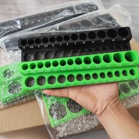Support de rangement pour douilles 1/4 3/8 1/2, organisateur de douilles double rangée avec marquages gradués, jaune, rouge, noir, bleu, support de rangement pour outils