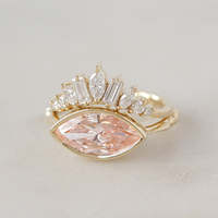 Bague en diamant rose Marquise cultivé en laboratoire certifié IGI CVD HPHT 2-4 carats Or 14K 18K Sertissage clos Est-Ouest Bijoux fins personnalisés